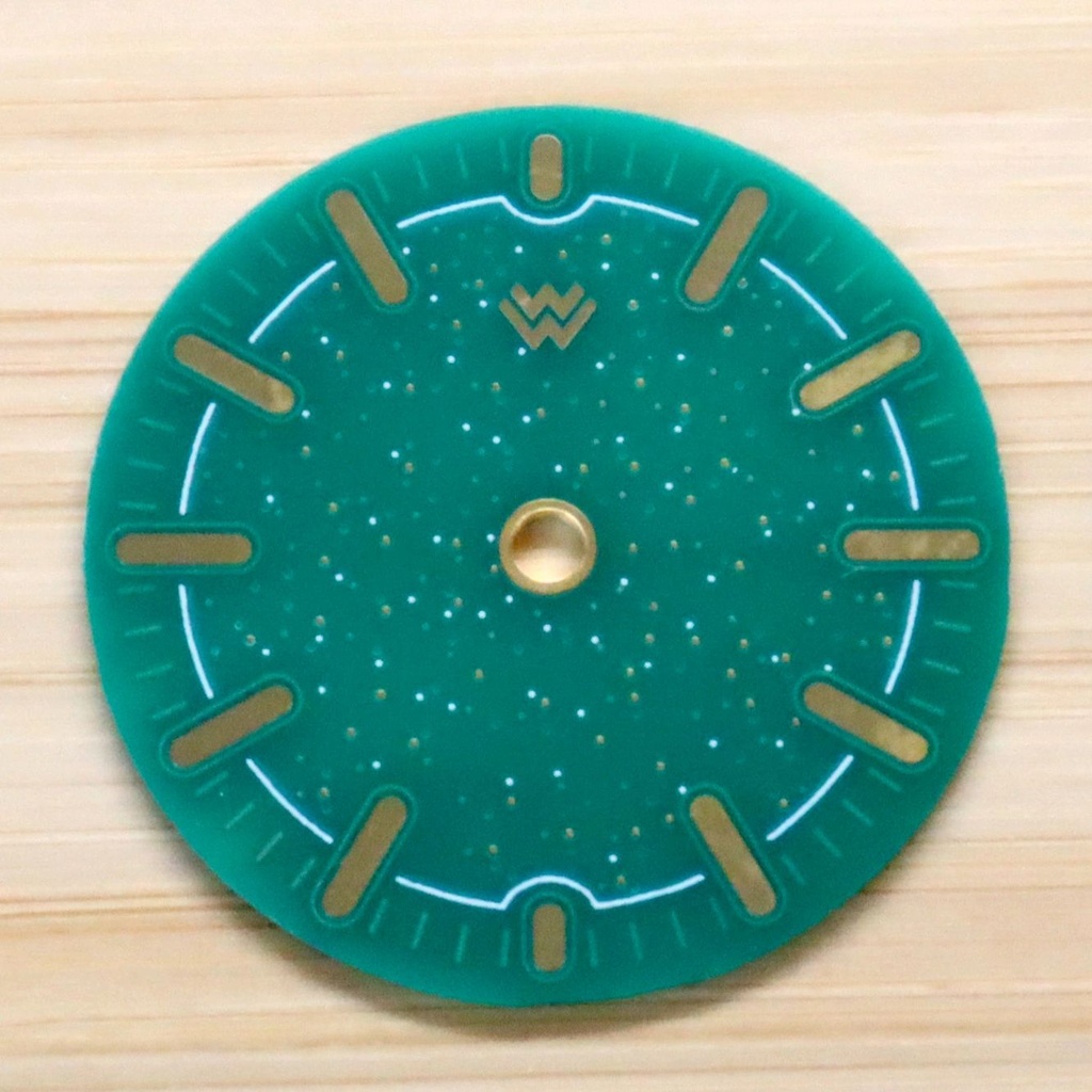[FLX-DL-28.5-GRN-GLD] Flecks Dial - 28.5 mm (Green/Gold)